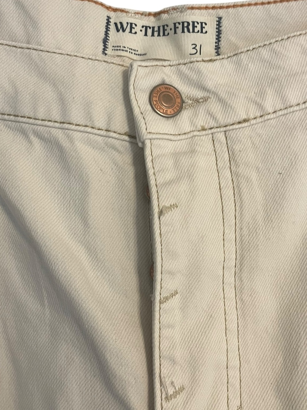 We The Free Good Luck Mid Rise Barrel Jeans Cream Utility Denim Size 31 - Picture 3 of 12